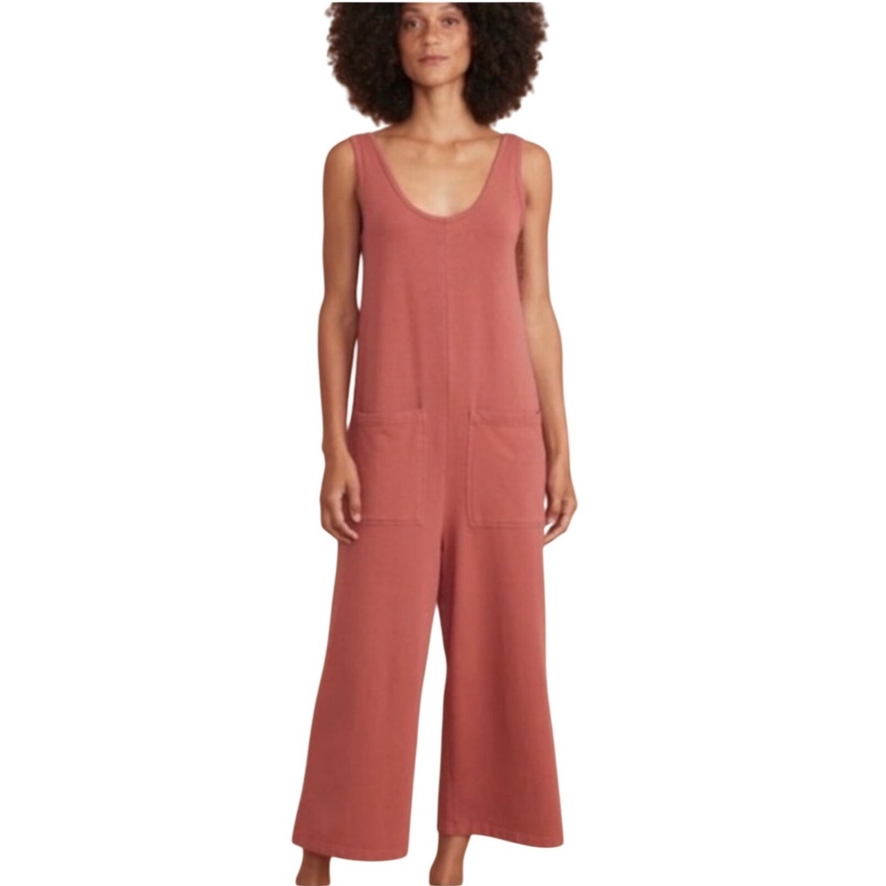 Marine Layer Allison Minimalist Wide Leg Jumpsuit Rosewood XS